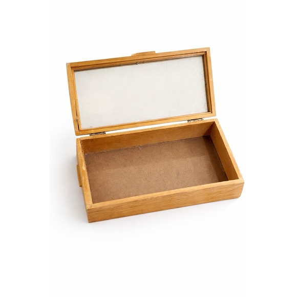 Vintage Wooden Trinket Box Pastoral Scene Hinged Lid Jewelry 10.6" - Picture 2 of 2